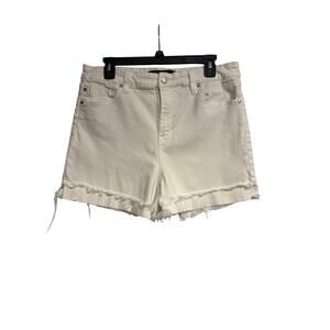 LIVERPOOL Kristy High Rise Fray Hem Bone White Jean Shorts Size 14/32 Western